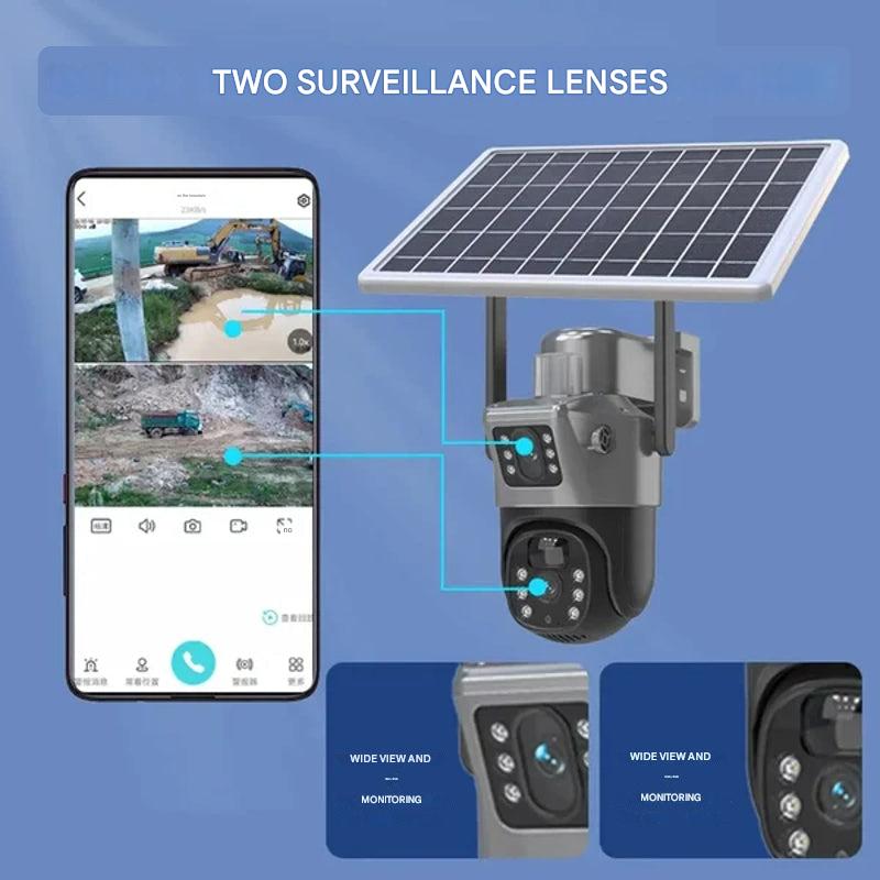 4K Solar Security Camera – Dual Lens, 10x Zoom, 360° PTZ, 4G/WiFi