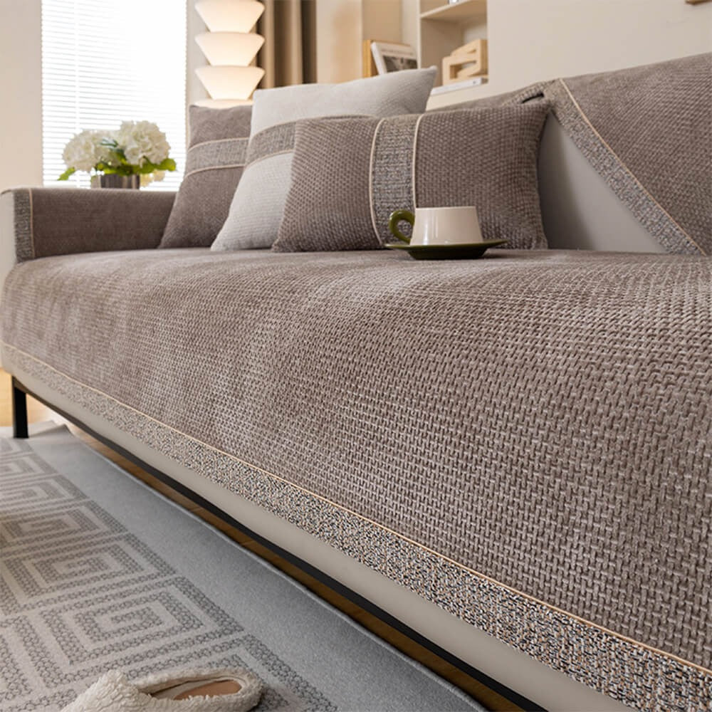 All-Season Chenille Sofa Cover with Anti-Slip Backing