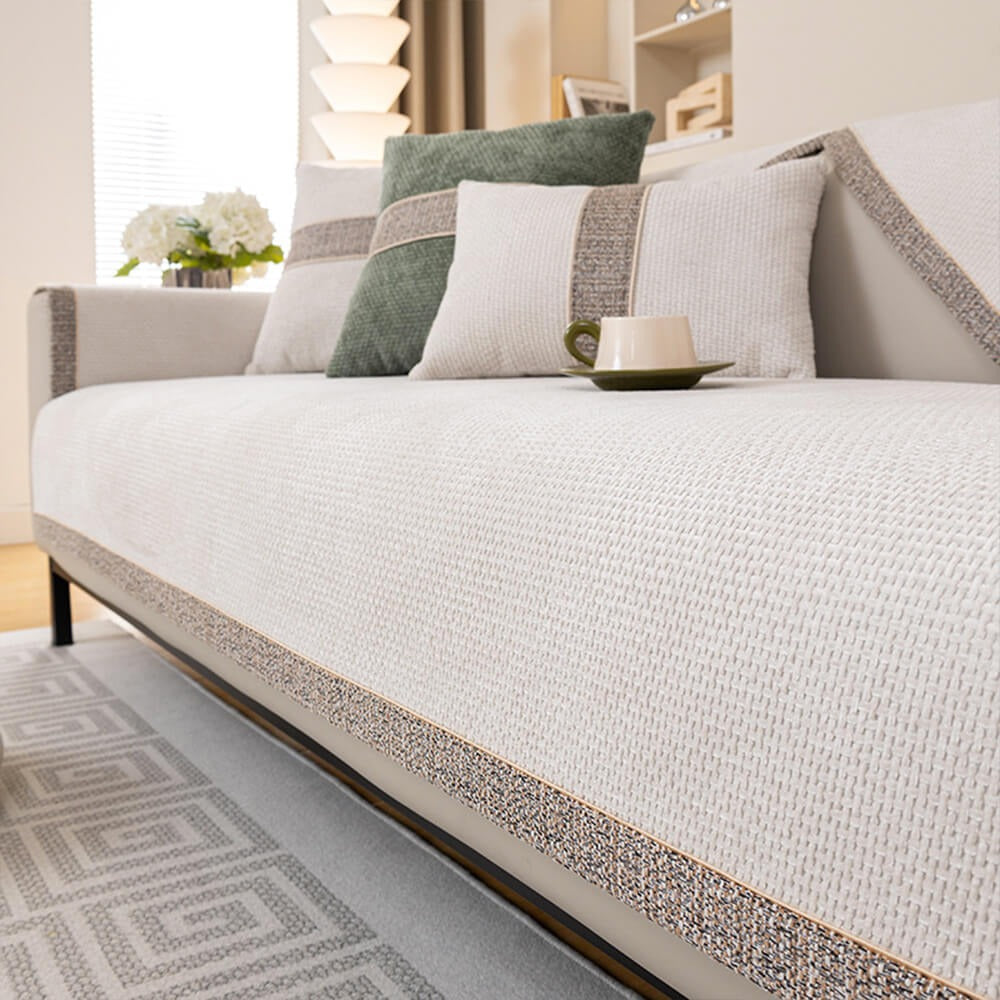 All-Season Chenille Sofa Cover with Anti-Slip Backing