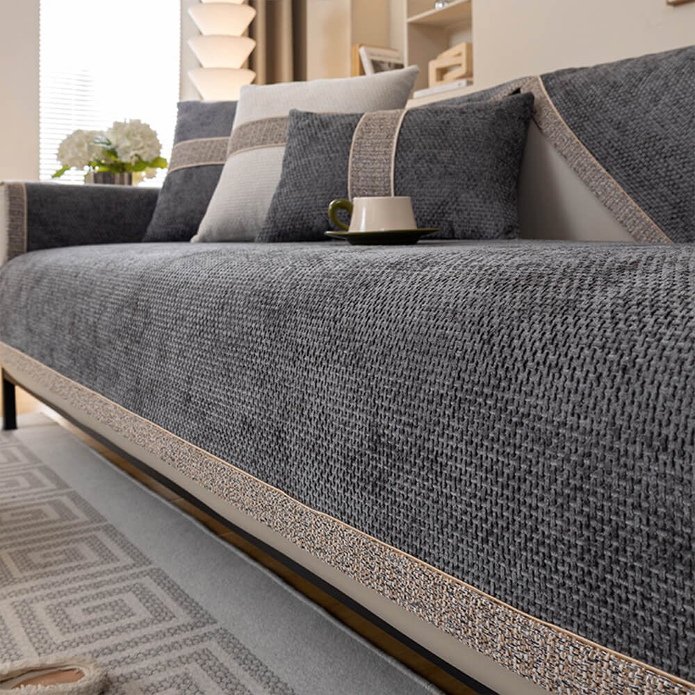All-Season Chenille Sofa Cover with Anti-Slip Backing
