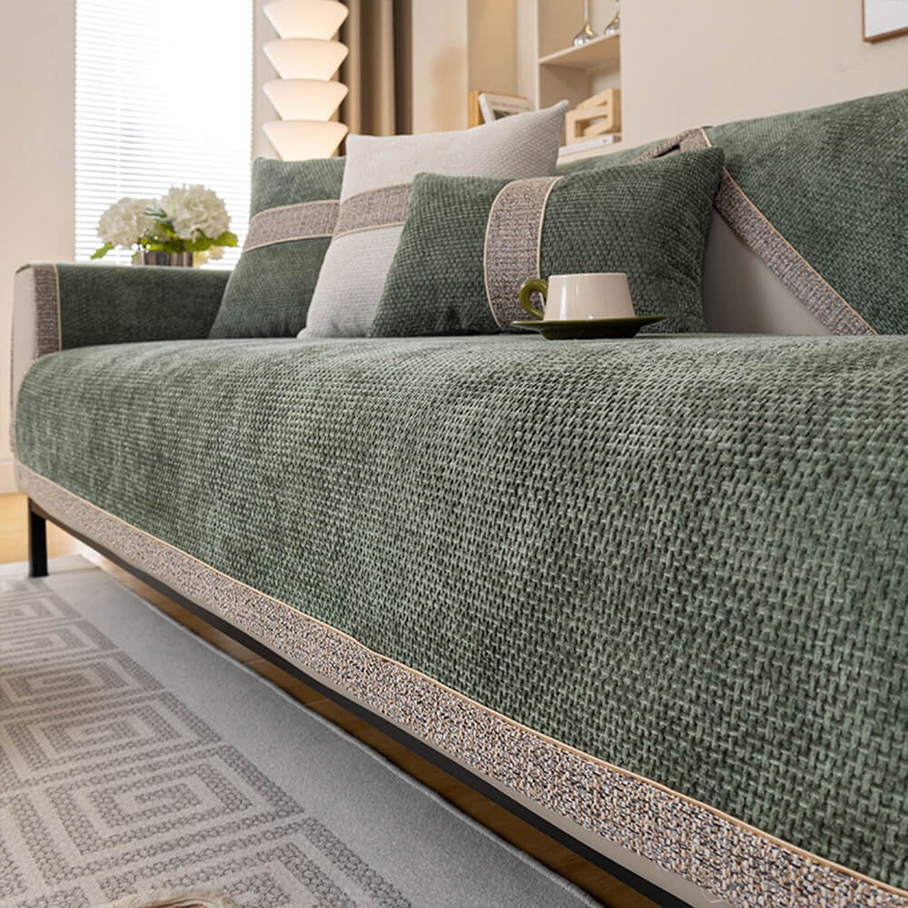 All-Season Chenille Sofa Cover with Anti-Slip Backing