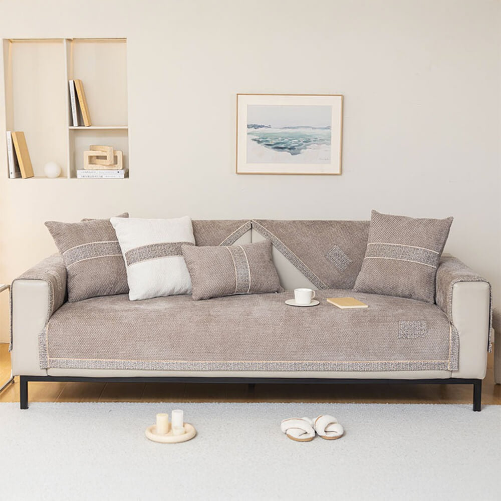 All-Season Chenille Sofa Cover with Anti-Slip Backing