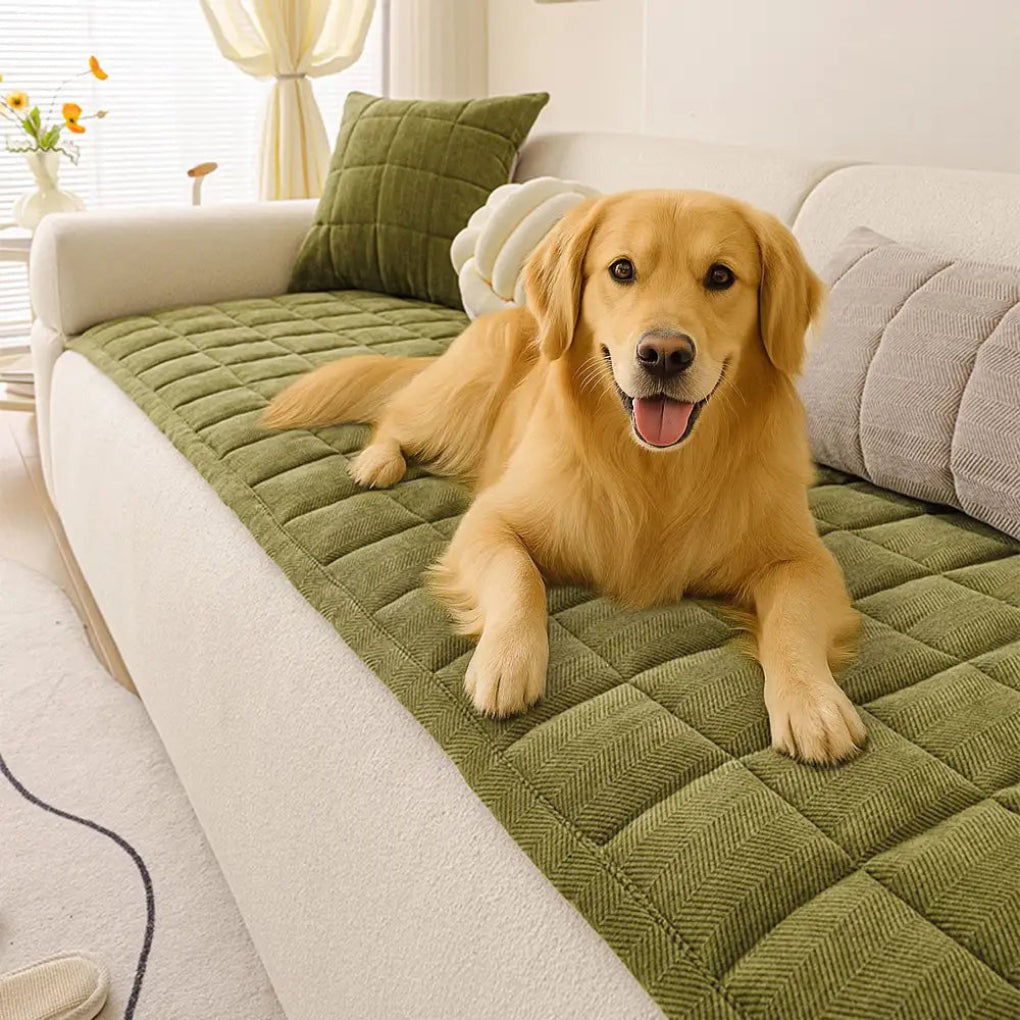 Herringbone Chenille Sofa Cover with Non-Slip Backing