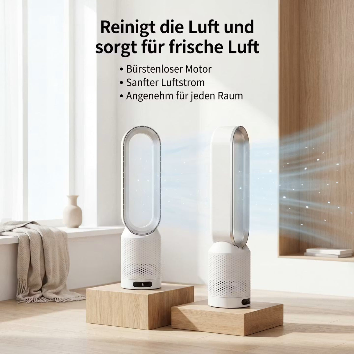 2-in-1 Heating & Cooling Tower Fan – Bladeless Indoor Climate Fan