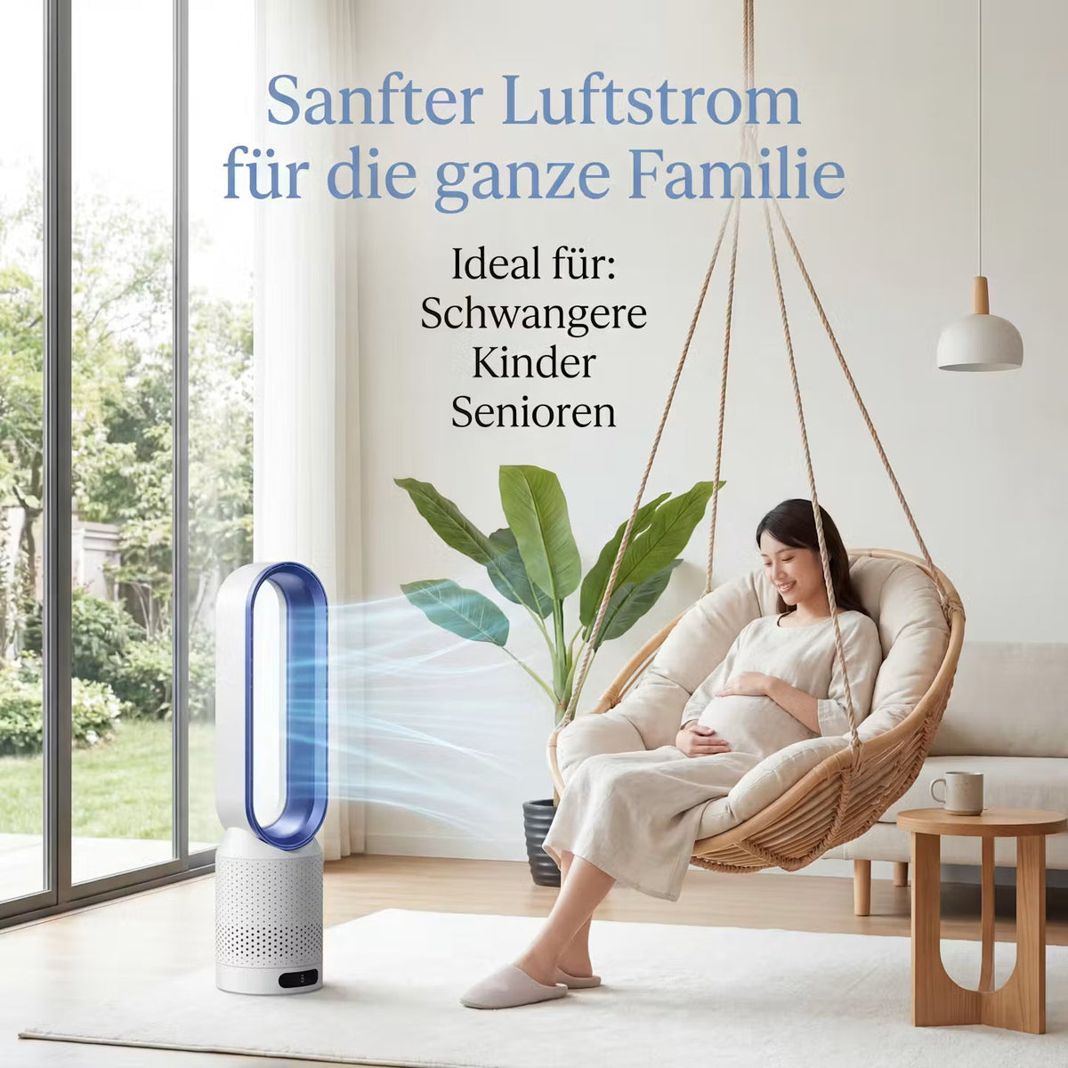 2-in-1 Heating & Cooling Tower Fan – Bladeless Indoor Climate Fan