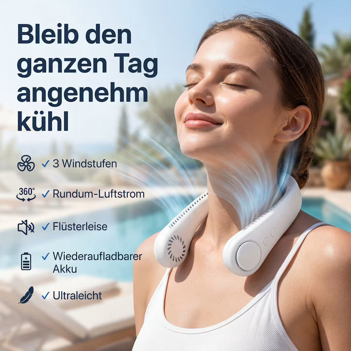 Rechargeable Wearable Neck Fan – Hands-Free Portable Cooling Fan