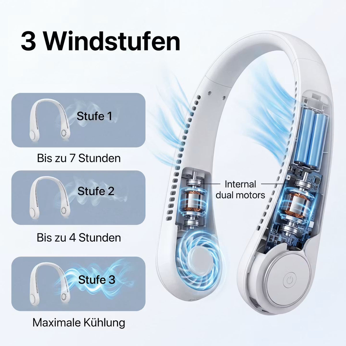 Rechargeable Wearable Neck Fan – Hands-Free Portable Cooling Fan