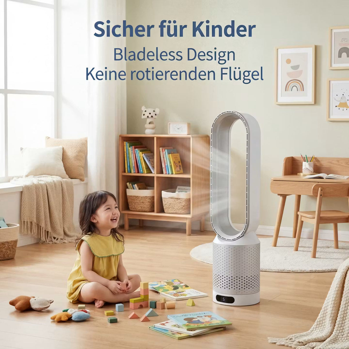 2-in-1 Heating & Cooling Tower Fan – Bladeless Indoor Climate Fan