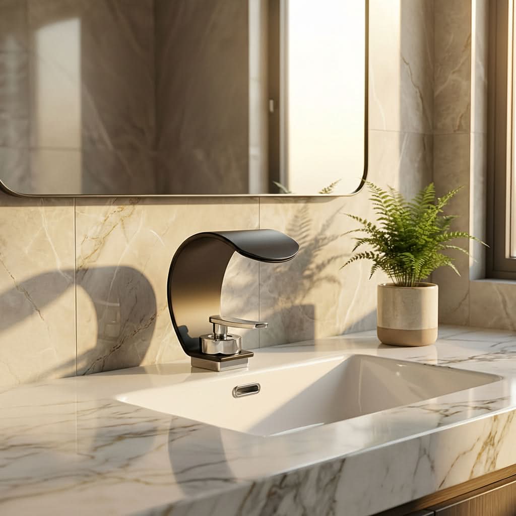 Mirror Waterfall Basin Faucet – ArcFlow Modern Bathroom Tap