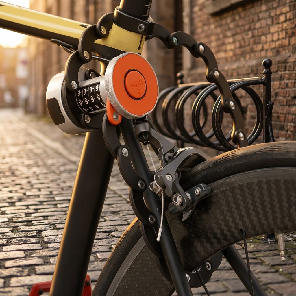 Compact Folding Bike Lock – Hardened Steel with Frame Holder