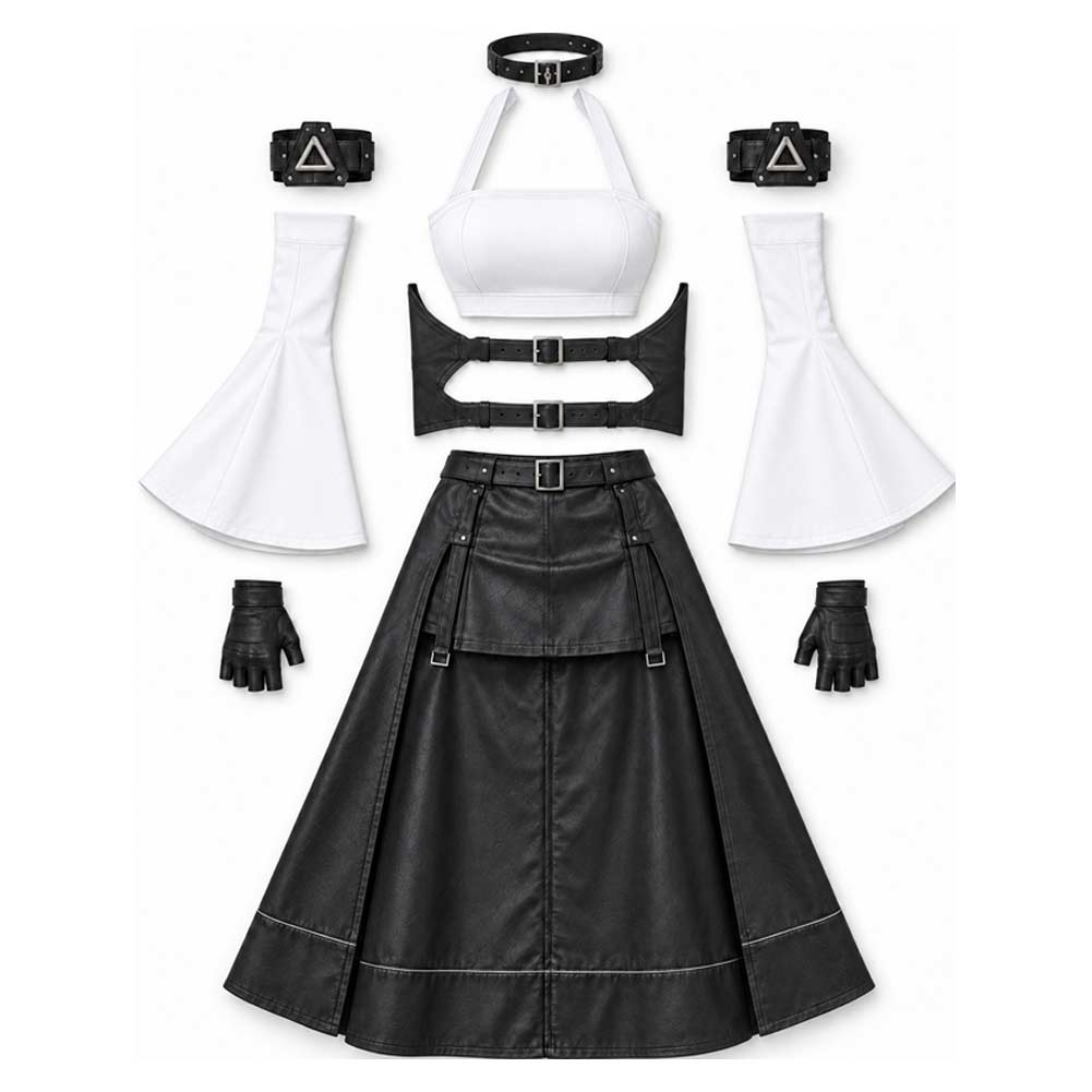 Final Fantasy VII Revelation (2027) Tifa Lockhart White Black Set Halloween Costume