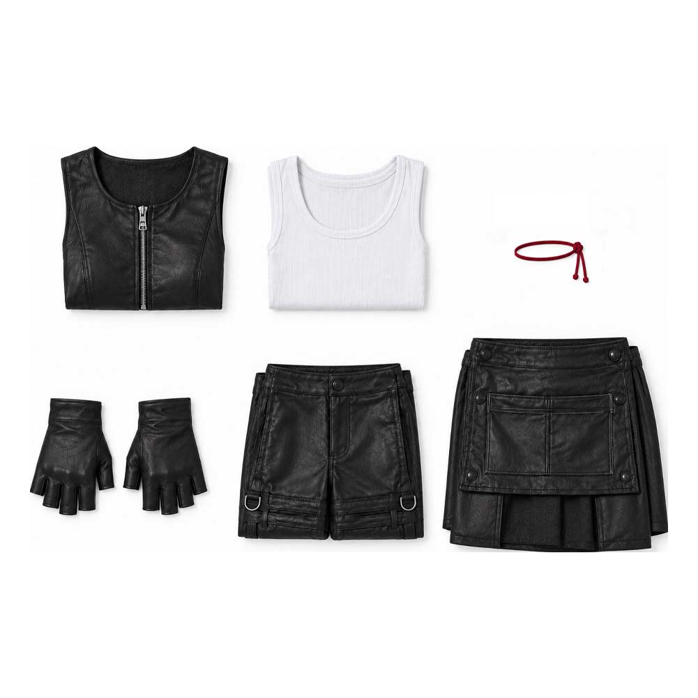 Final Fantasy VII: Advent Children Tifa Lockhart Black Set Halloween Costume