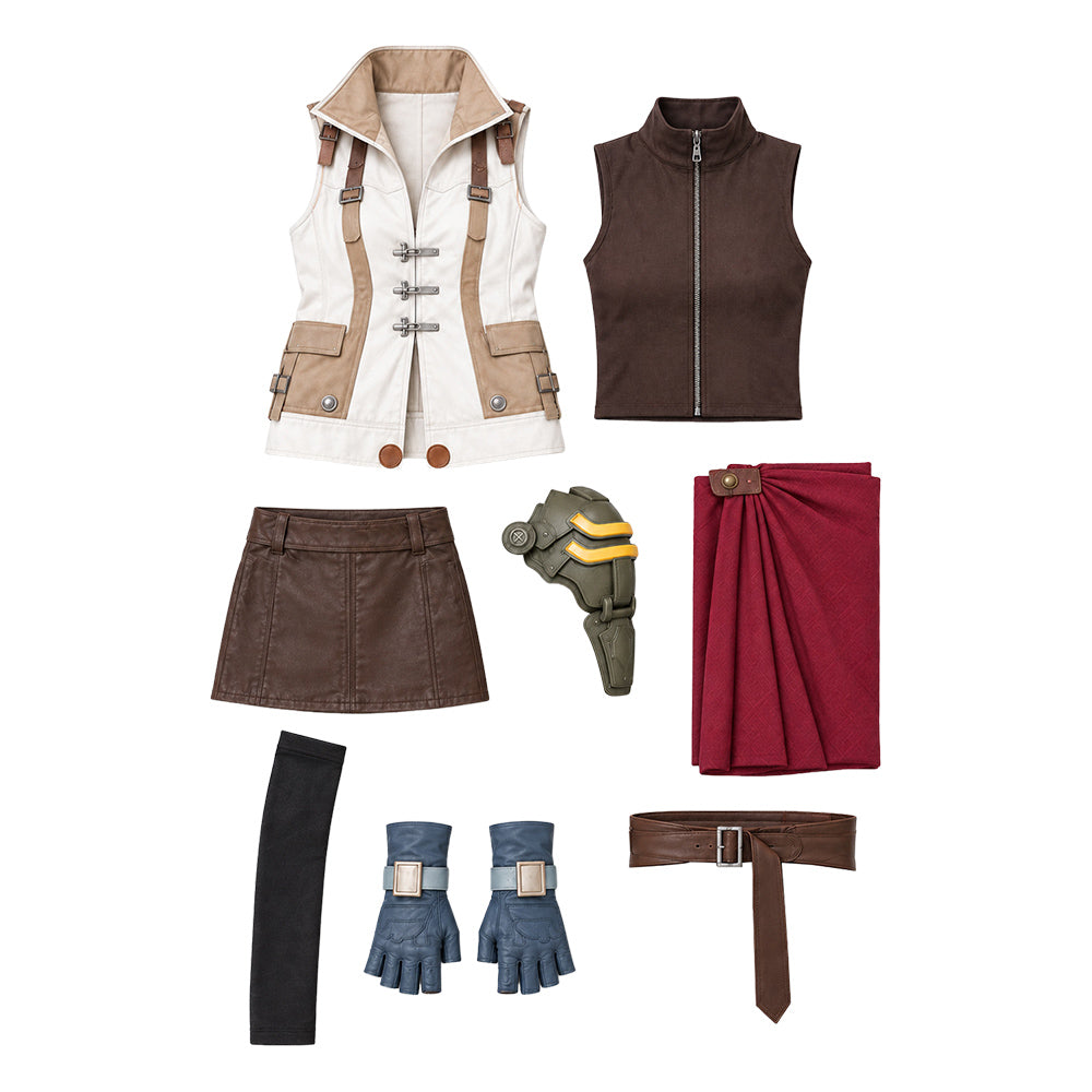 Final Fantasy XIII Lightning Claire Farron White Red Set Halloween Costume
