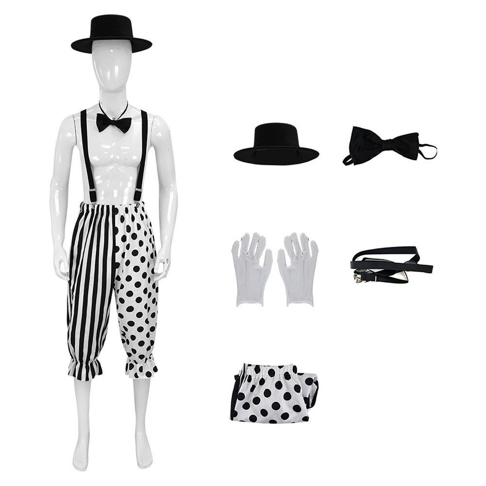Mime Silent Clown Black White Set Halloween Costume