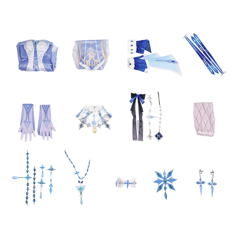 Genshin Impact The Tsaritsa Blue Dress Set Halloween Costume