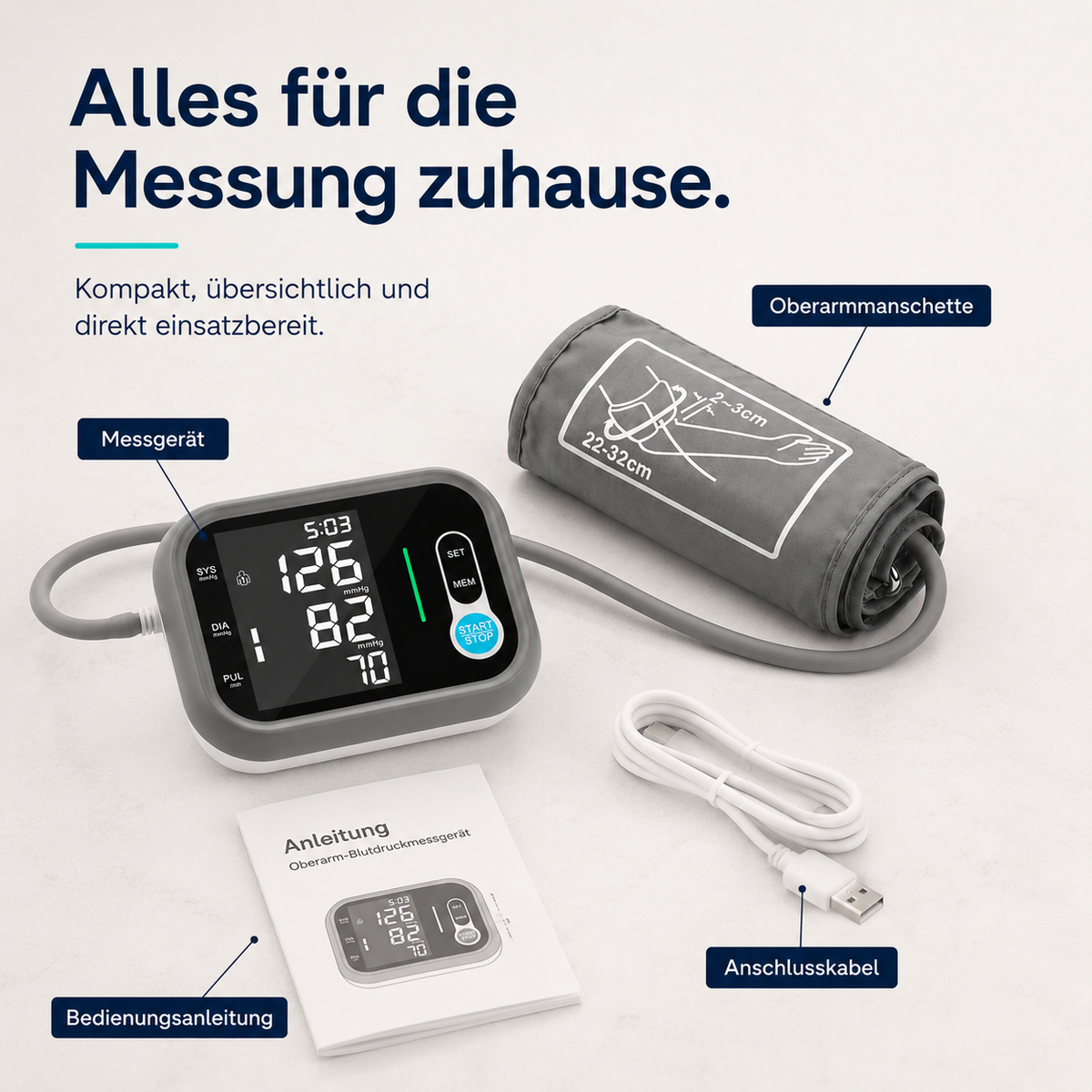 Upper Arm Blood Pressure Monitor – Large LCD & Dual User Memory