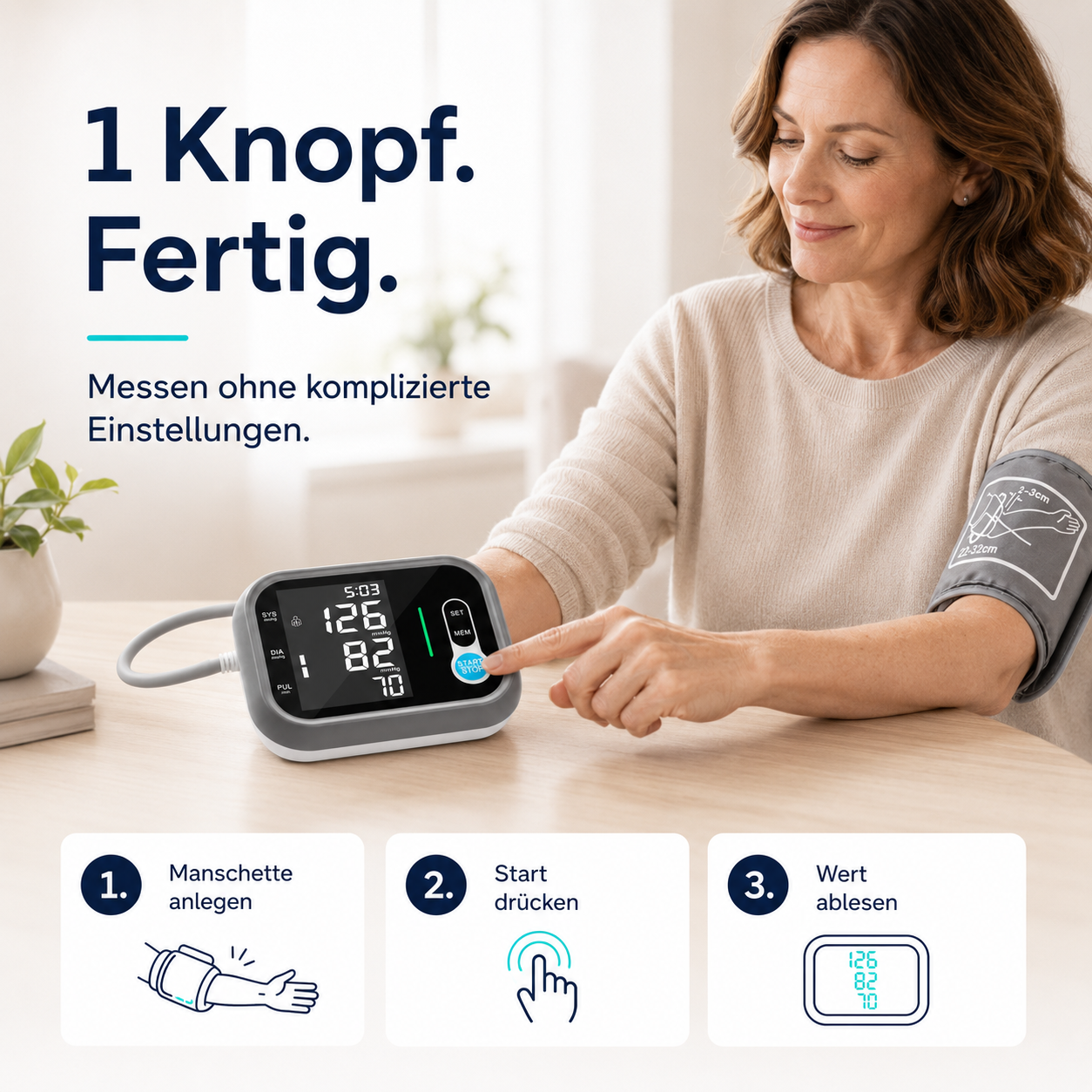 Upper Arm Blood Pressure Monitor – Large LCD & Dual User Memory