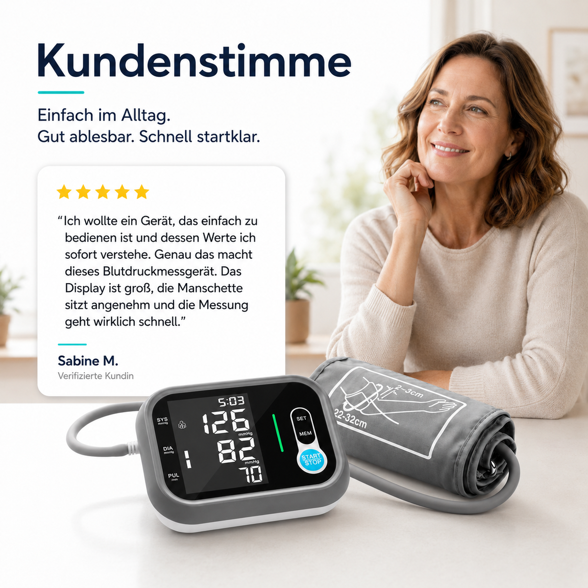 Upper Arm Blood Pressure Monitor – Large LCD & Dual User Memory