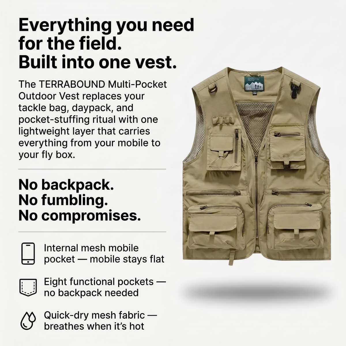 Breathable Utility Vest – Lightweight Multi-Pocket Mesh Outdoor Vest