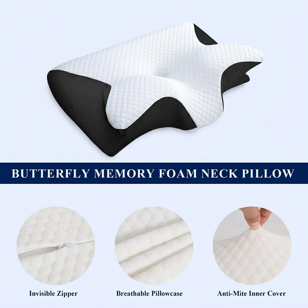 Butterfly Memory Foam Cervical Pillow for Neck & Shoulder Support