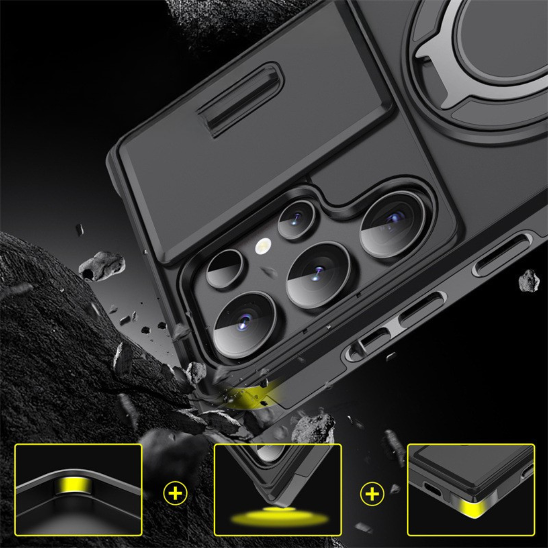 Magnetic Protective Phone Case – Camera Cover & Ring Stand