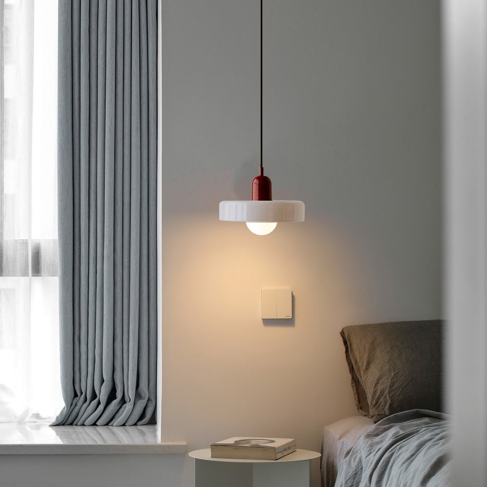 Bauhaus Stained Glass Pendant Light – Round Colourful Ceiling Lamp