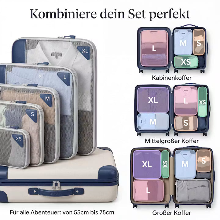 Compression Packing Cubes – Travel Suitcase Organizer Set