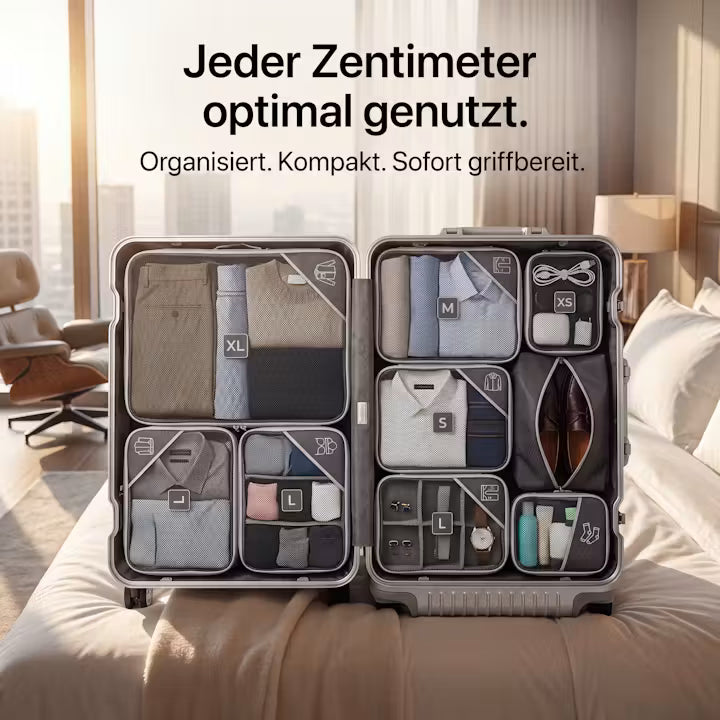 Compression Packing Cubes – Travel Suitcase Organizer Set