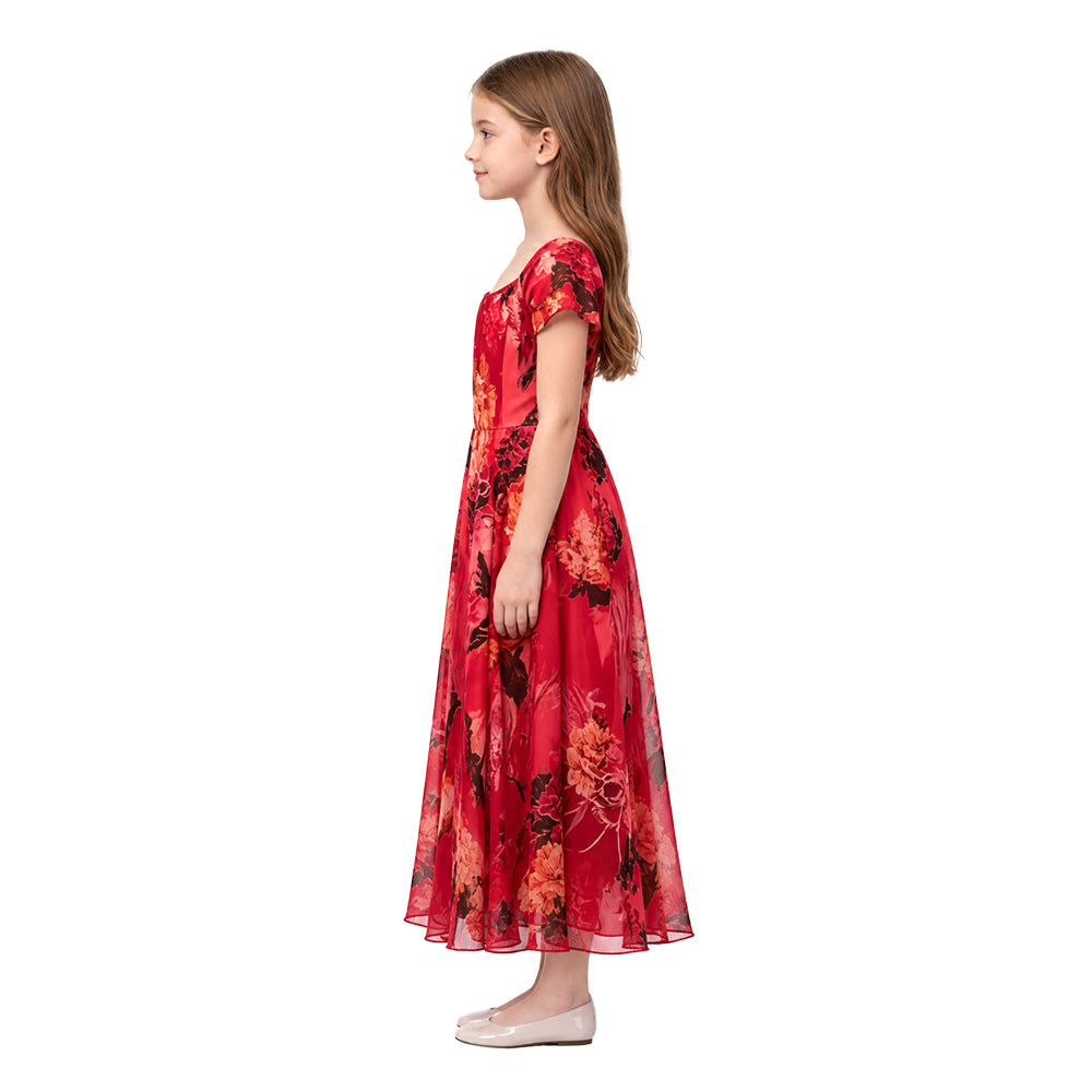 Kids' Widow's Bay (2026) Patricia Moyer Red Floral Dress Halloween Costume