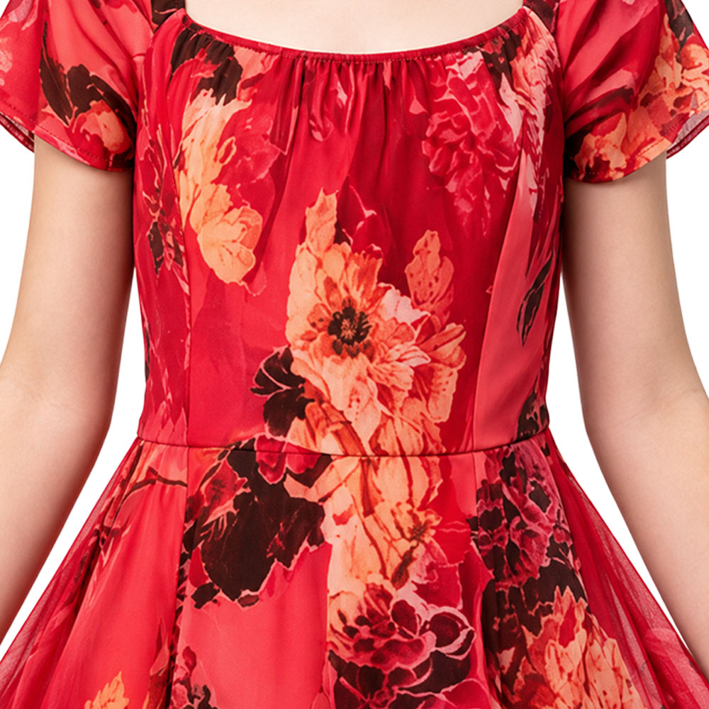 Kids' Widow's Bay (2026) Patricia Moyer Red Floral Dress Halloween Costume