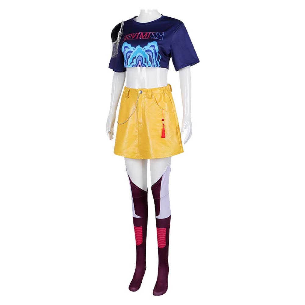 Mira Blue Crop Top Yellow Skirt Set Halloween Costume