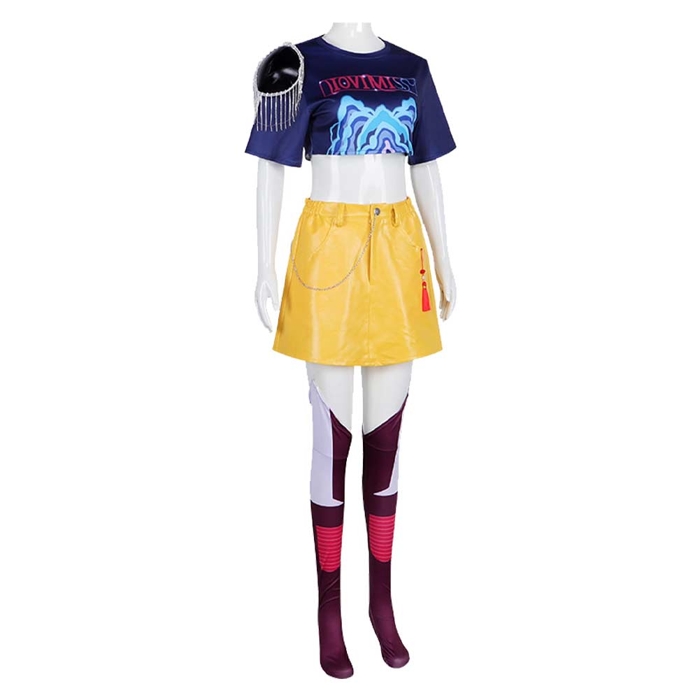 Mira Blue Crop Top Yellow Skirt Set Halloween Costume
