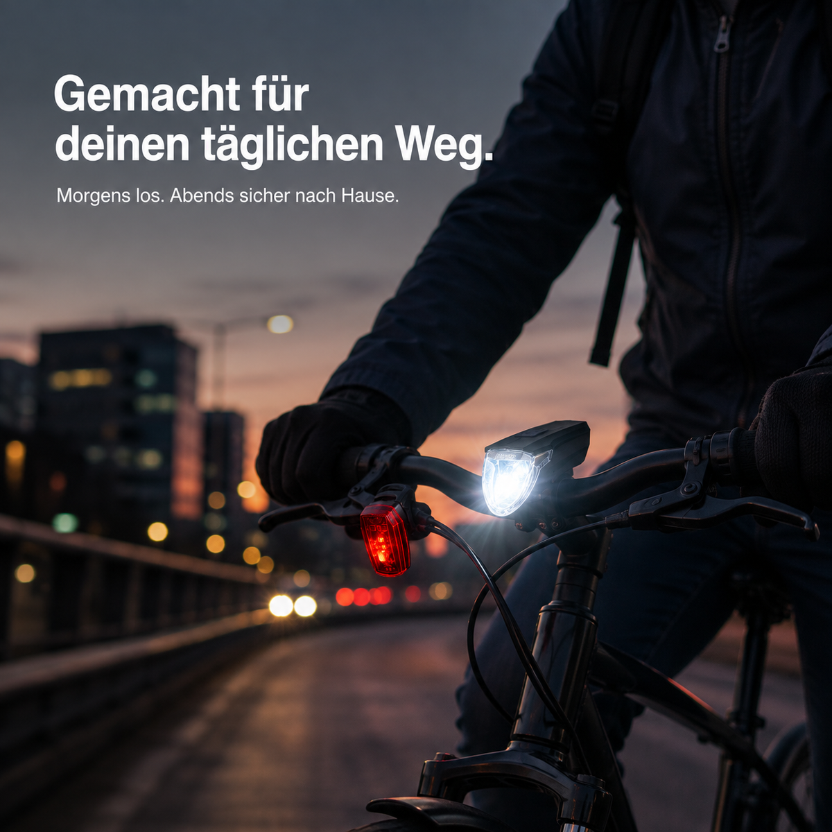 Rechargeable Bicycle Front Light – 60 Lux Automatic Bike Light
