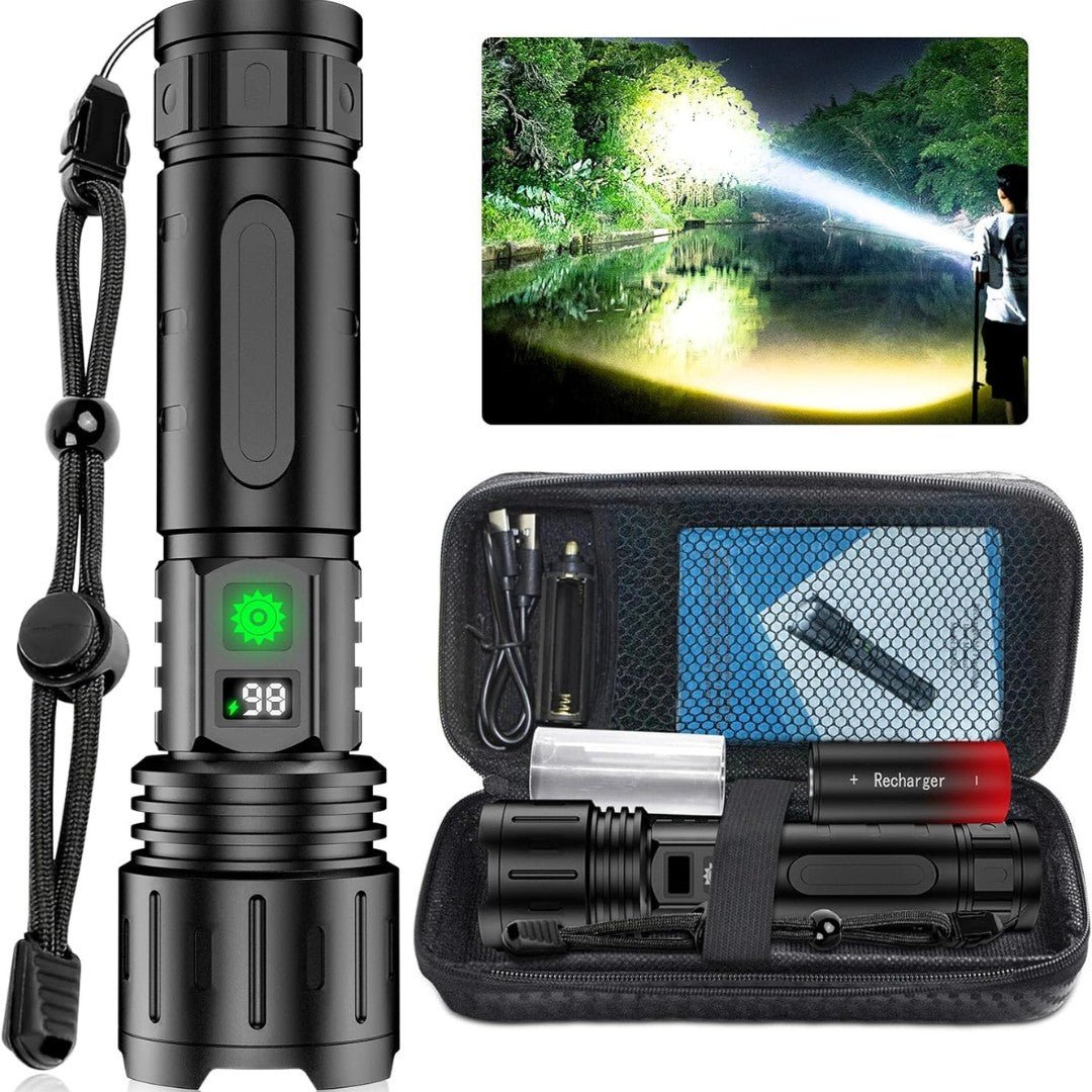 Rechargeable LED Flashlight with Power Bank – LumaBeam High-Output Torch