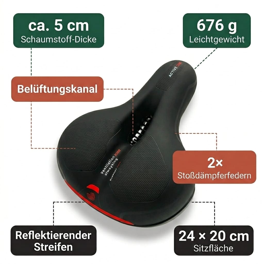Comfort Bicycle Saddle – Padded Bike Seat with Dual Suspension