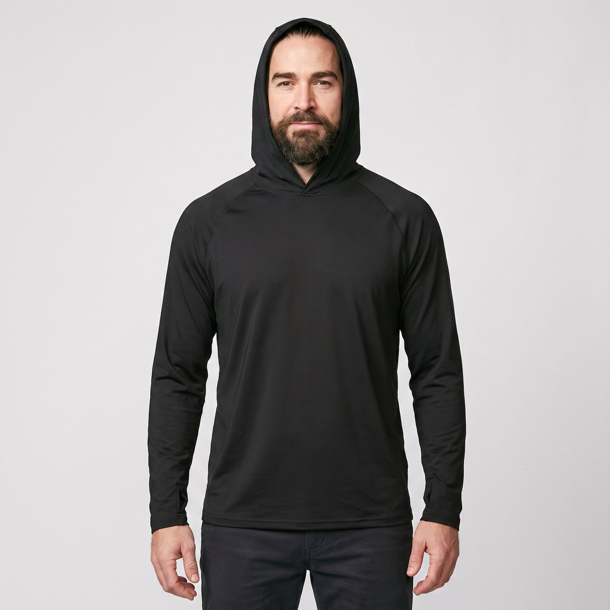Men’s UPF 50+ Sun Hoodie – Quick-Dry Hiking & Fishing Top with Thumb Loops