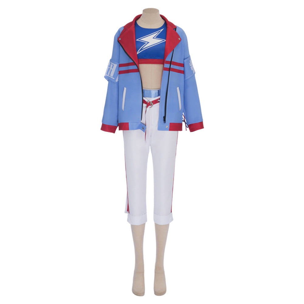 Tamamo Cross Blue White Jacket Pants Set Halloween Costume