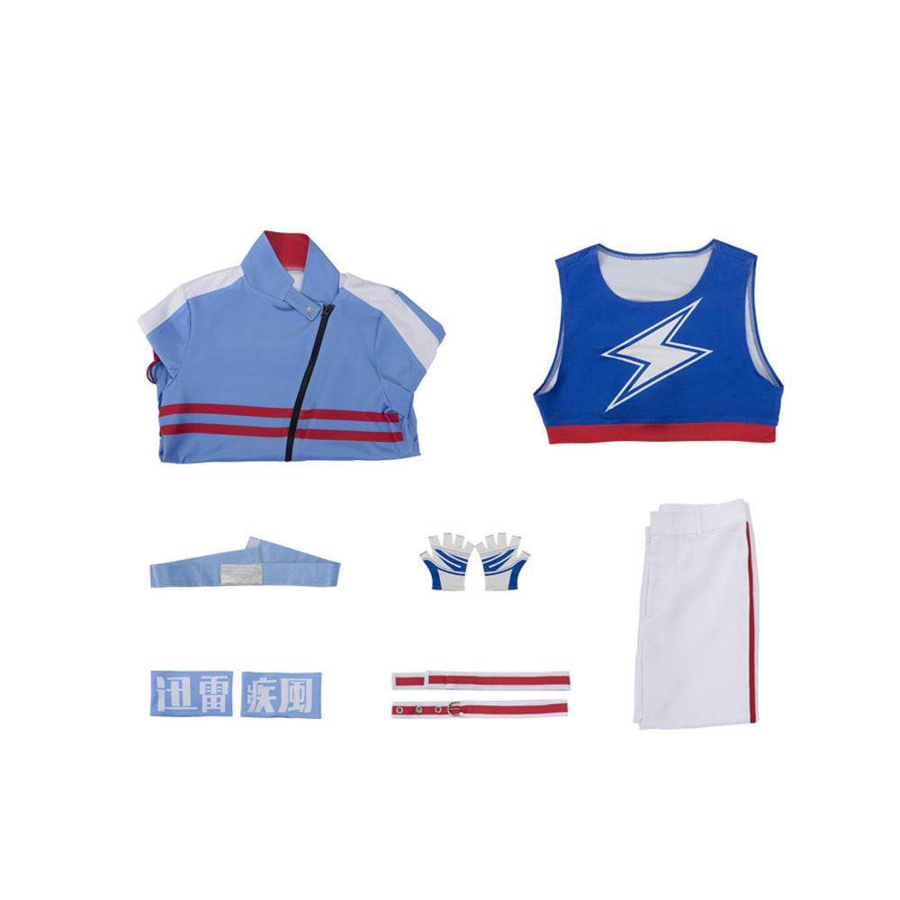 Tamamo Cross Blue White Jacket Pants Set Halloween Costume
