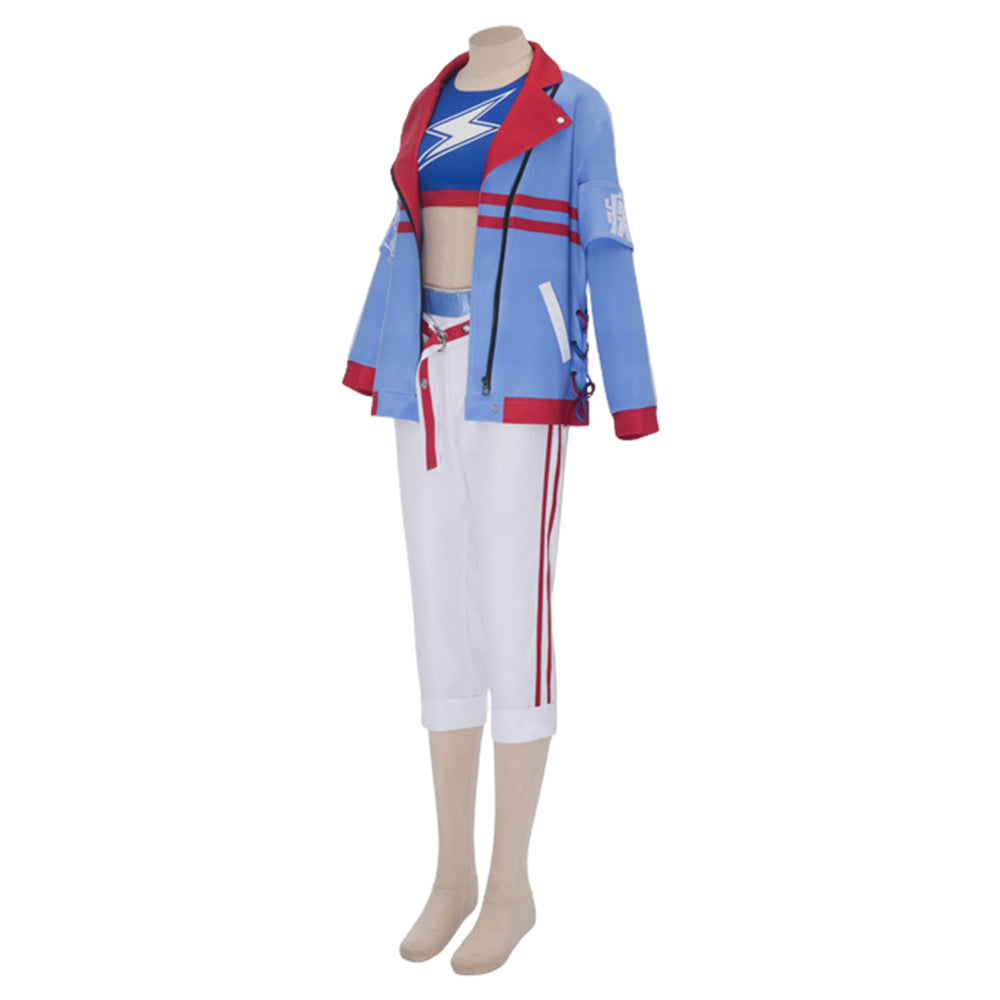 Tamamo Cross Blue White Jacket Pants Set Halloween Costume