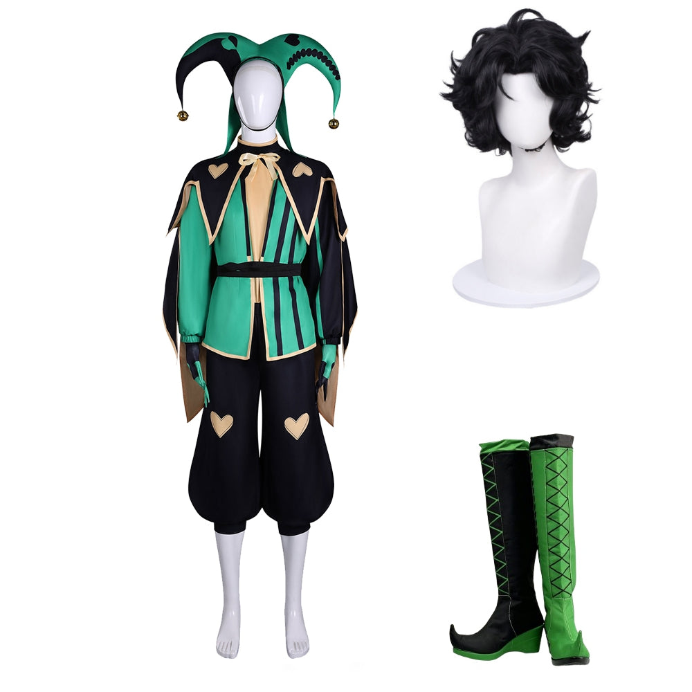 The Freak Circus Harlequin Green Black Clown Set Halloween Costume