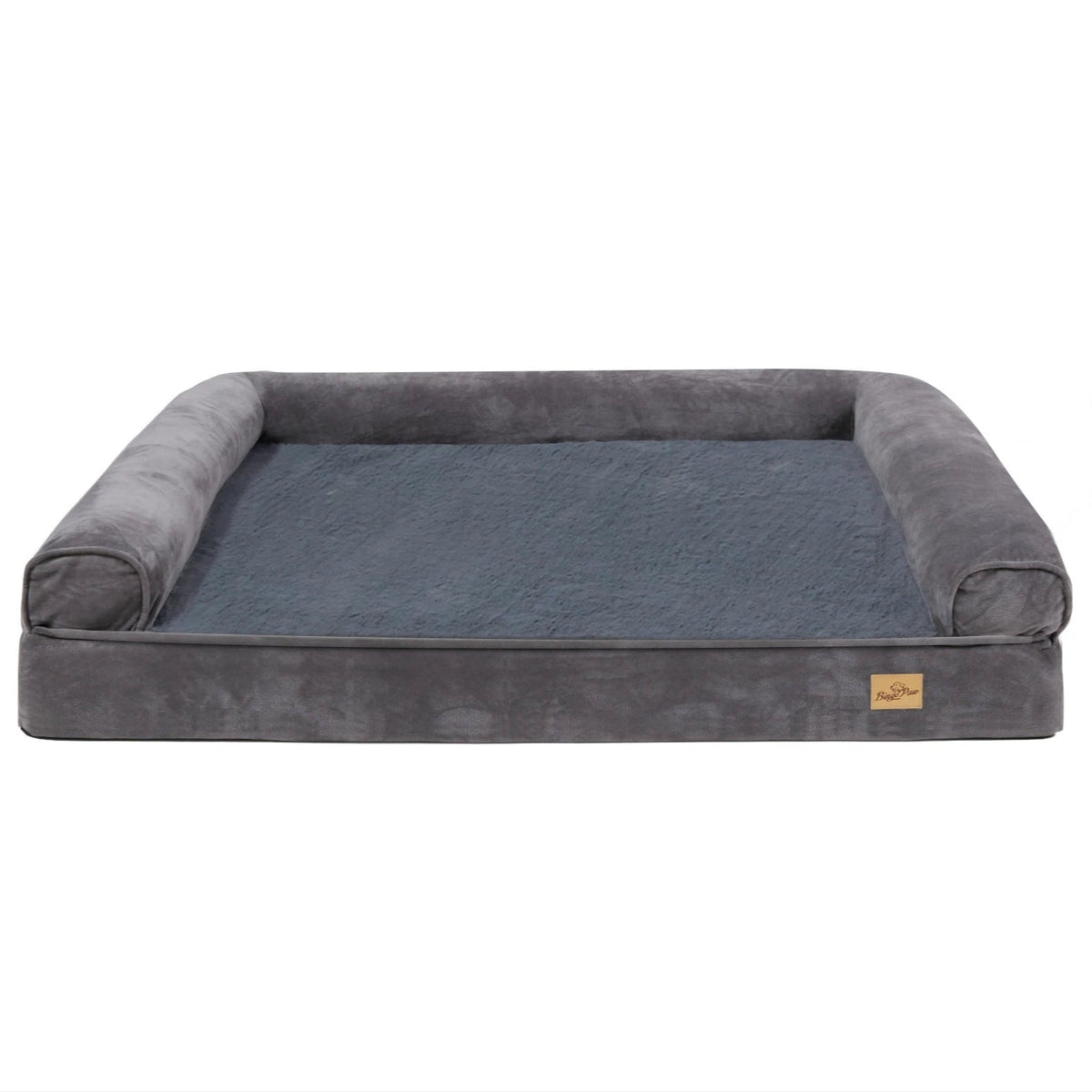Large Memory Foam Dog Bed with Waterproof Lining & Bolsters