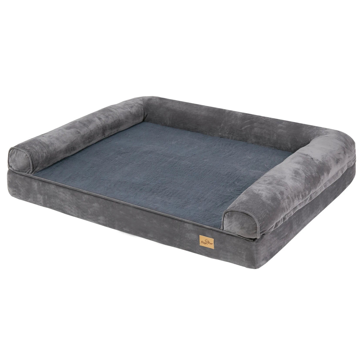 Large Memory Foam Dog Bed with Waterproof Lining & Bolsters